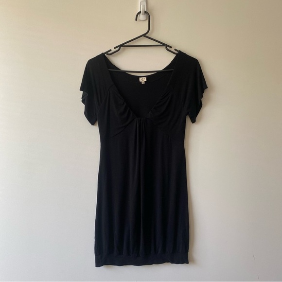 Aritzia | Wilfred Audry Flutter Sleeves Ruched Front Banded Hem Tunic Dress L - Picture 1 of 11